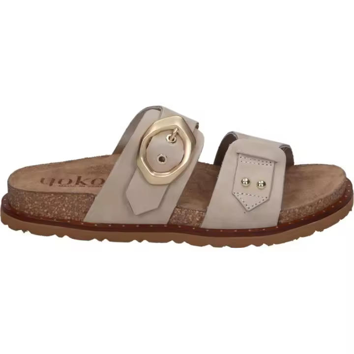 YOKONO | Sandalias de Piel Yokono Bolus para Mujer – Sandalias Plana en Color Arena – Sandalia con Ajuste de Hebilla – Destalonada – Sin Cierre – Plataforma Media y Cómoda – Versátiles y Combinables – Modelo BOLUS-254 - 1