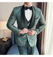 Traje De Tres Piezas Para Hombre Estilo Británico Primavera 2025 Traje De Negocios Casual Chaqueta Pantalón Alta Densidad Jacquard Vestido De Boda - details 7