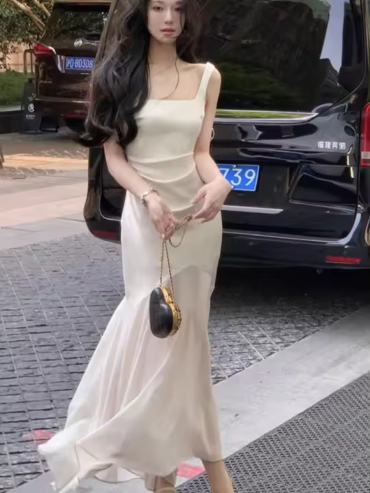 Vestido De Noche Elegante Francés Mujer Verano Sin Mangas Estilo Mariposa Faja Imperio Corte De Traje De Baño Para Fiesta Cumpleaños Vacaciones Playa - 1