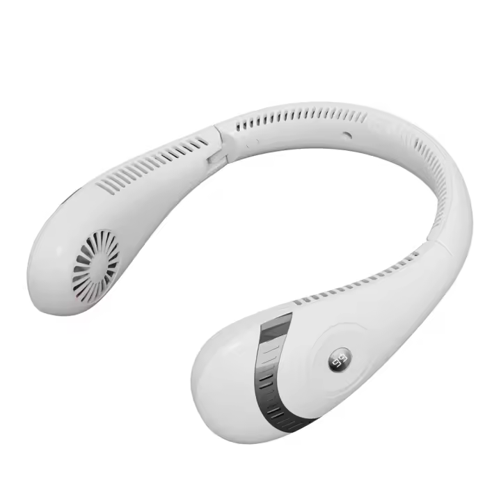 Ventilador de cuello portátil, plegable y sin aspas, con pantalla LED digital inteligente, 3 velocidades ajustables, batería recargable de 4000 mAh, plegable y USB manos libres para tus necesidades de viaje. - 1
