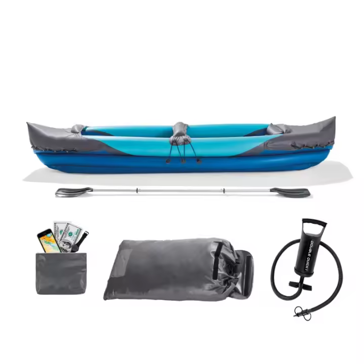Kayak hinchable para 2 personas Expedition,  Kayak Inflable Doble, con Pala de Aluminium, Kayak Resistente con bolsa de transporte, inflador, bolsa estanca y 5 cámaras de aire - 1