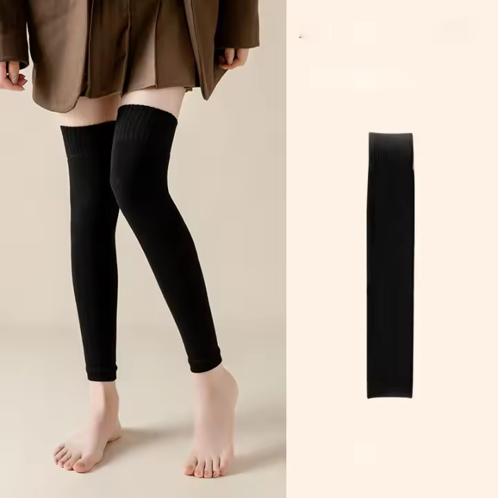 Calcetines Largos Sin Tobilleras De Punto Para Mujer Cubierta De Pie En Invierno Color Blanco Material Poliéster Y Spandex - 1