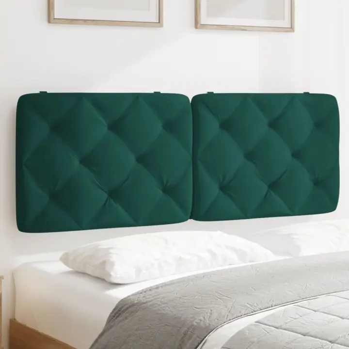 vidaXL Cabecero de cama acolchado terciopelo verde oscuro 120 cm - 1