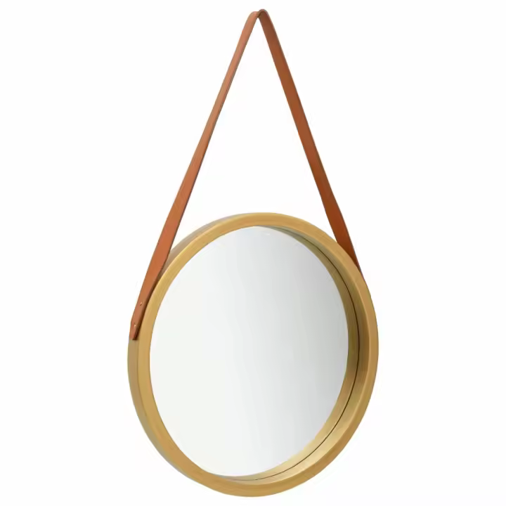 vidaXL Espejo de pared con correa dorado 50 cm - 1