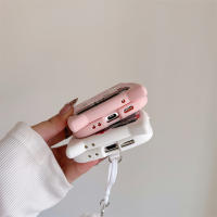 Funda De Teléfono Con Colgante Y Aros Para Samsung Galaxy Z Flip 6 5 4 3 ZFlip 6 Con Orejas De Gato Diseño De Luna Y Fantasma Blanco Y Rosa - details 10