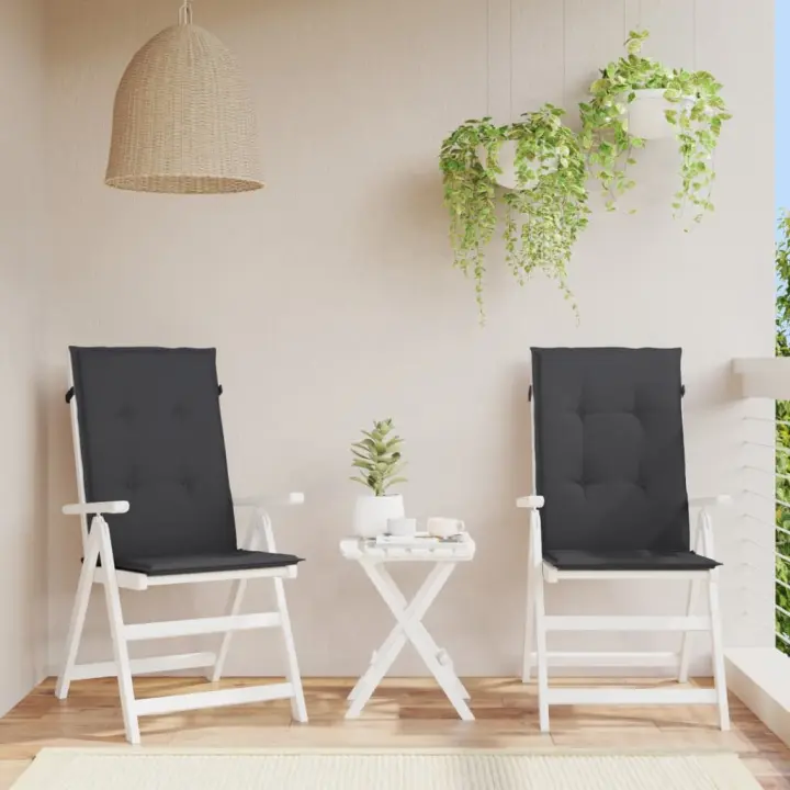 Lienzo Negro 120x50x3cm Silla de Jardín respaldo alto 2 UDS - 1
