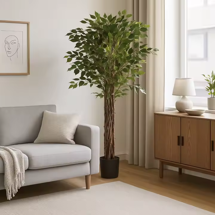 Poenia Arte Floral - Planta FICUS Artificial 180cm - Ref 631336 - Realista - Planta Decorativa de Interior y Exterior - Tronco Natural - Decoración para Hogar y Oficina - Sin Mantenimiento - 1