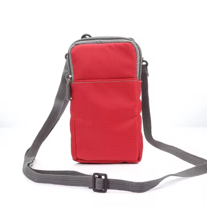 Bolsillo para Teléfono Celular con correa para el hombro, bolso de hombro para hombres, 6,0 pulgadas Vertical Outdoor Travel Nylon Cell Phone Crossbody Bag (rojo) - 1