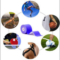 Cinta De Kinesiología Para Gimnasio Y Fitness Adhesiva Elástica Transpirable De Algodón Alivio Del Dolor Muscular Y Lesiones Rodilla Boxeo - details 1