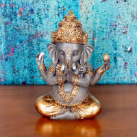 CAPRILO REGALOS & DECORACIÓN Figura Budista Decorativa de Resina "Ganesha Meditando-Dorada" Adornos y Esculturas. Regalos Originales. Decoración Hogar. 10,50 x 7,50 x 14,50 cm - details 3