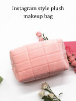 Bolsa De Maquillaje De Peluche Larga Para Mujer Bolsa De Cosméticos Pequeña Para Viaje Cierre De Cremallera Toiletry Ecológica Bolsa De Lavado De Estilo Sólido - details 2