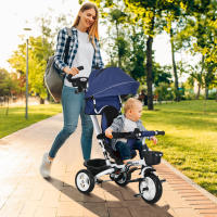 HOMCOM Triciclo para Bebés Plegable Triciclo Evolutivo 2 en 1 para Niños de 12-60 Meses con Toldo Plegable Mango de Empuje Telescópico Reposapiés Cinturón de Seguridad y Cestas - details 1