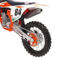 MAISTO - Moto Supercross KTM SX450 2018 escala 1:6 con dorsal de Jeff Herlings, réplica oficial, metal die-cast, incluye soporte de exposición desmontable, ruedas móviles y manillar funcional, ideal para coleccionar o jugar - details 4