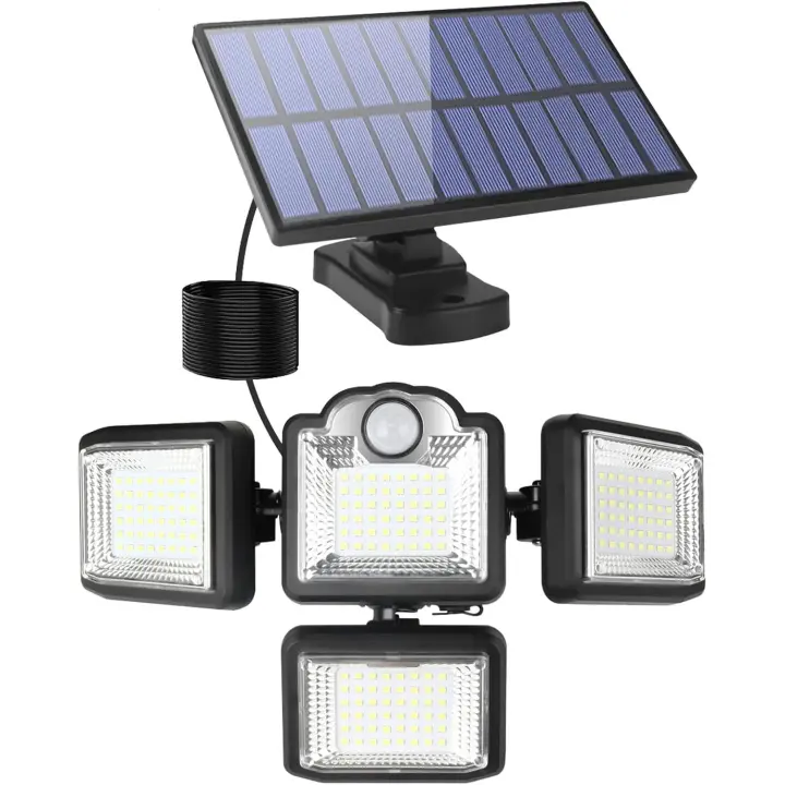 Lámpara solar en Aire Libre con El Sensor de Movimiento: Reflector en Aire Libre waterproof LED with 3 Modos de iluminación-Lámpara Solar interior with El reflector solar del Jardín del Cable de los 5m - 1