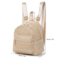 Mochila nueva de doble capa con cremallera, mochila informal con personalidad, mochila de paja - details 5