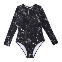 Nueva Monokini De Encaje Con Estampado Y Cierre En Zapato Para Mujer Traje De Baño De Un Pie Con Push up Y Manga Larga Para Surfismo Y Playa - details 2