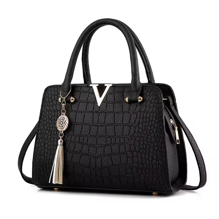 SSITO Bolso de Mujer with Patrón de Cocodrilo de PU de Moda Europea y Americana - Bolsa de Herramientas Negra - 1