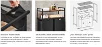 VASAGLE Cesto para Ropa Sucia, Cesta Colada con 2 Bolsas Extraíbles, 2 Estantes, Bolsa Extraíble y Desmontable, 46 L por Bolsa, para Baño, Lavandería, Marrón Rústico y Negro/Negro y Gris/Blanco - details 1