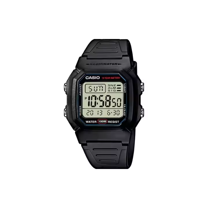 Reloj Digital Casio W-800H-1AVES para Hombre, Resistente Al Agua, con Luz LED, Cronómetro, Alarma Múltiple, Despertador, Calendario Automático y Formato 12/24 Horas - 1