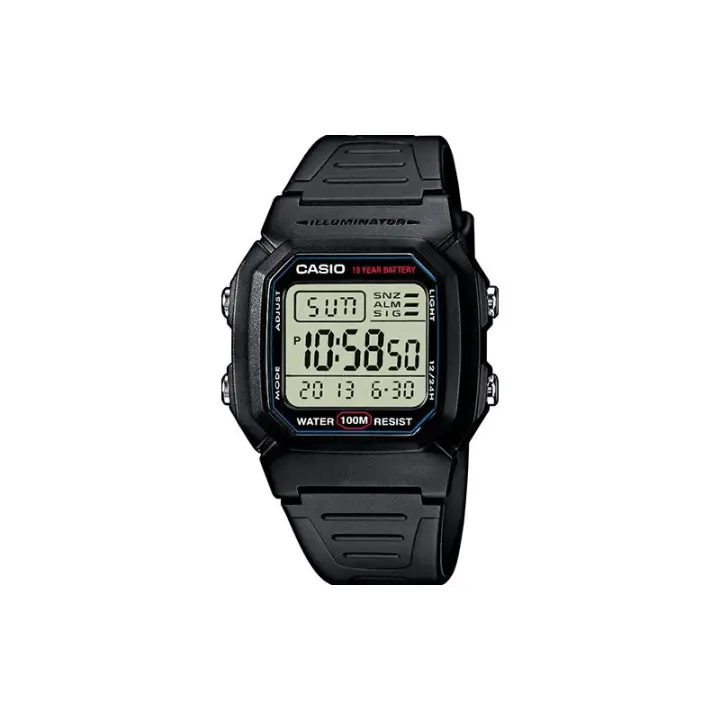 Reloj Digital Casio W-800H-1AVES para Hombre, Resistente Al Agua, con Luz LED, Cronómetro, Alarma Múltiple, Despertador, Calendario Automático y Formato 12/24 Horas - 1