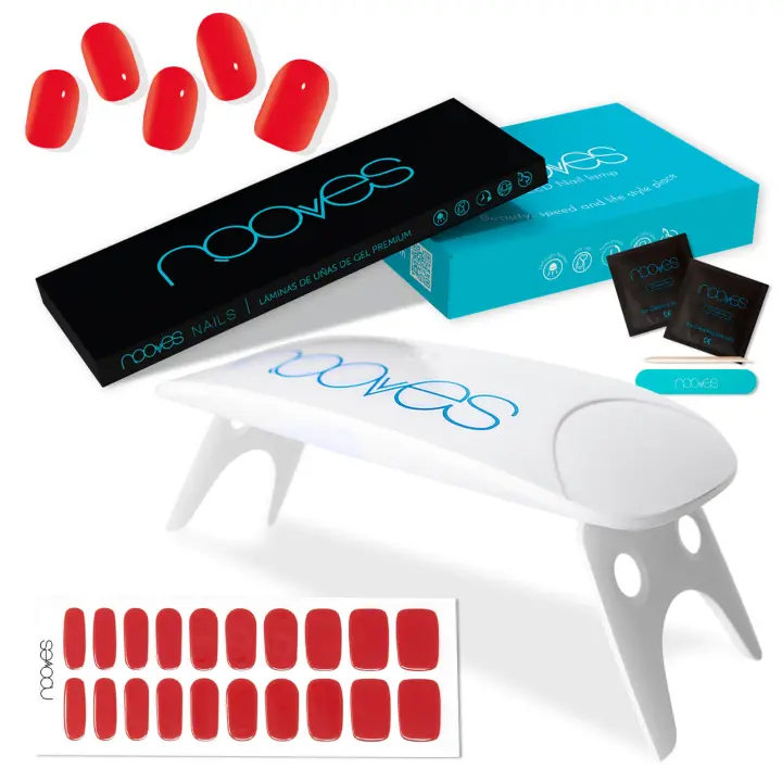 Láminas de Uñas de Gel Precurado Rojas + Lámpara de secado de uñas UV/LED PORTÁTIL 8wTiras De Uñas De Gel semicuradoPegatinas Uñas Semipermanente en GelGel Nail stickersUñas de gel Pegatinas - 1