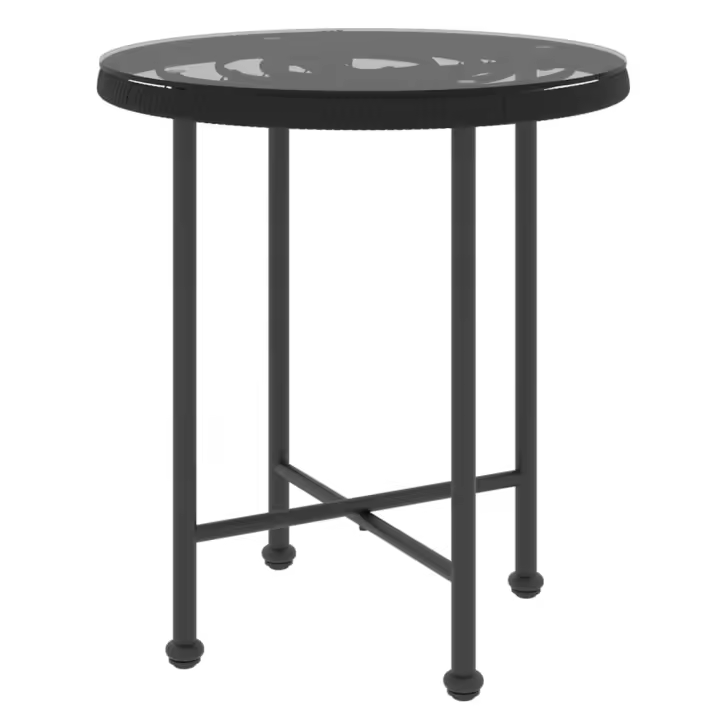 Mesa de Comediante de Vidrio y Maple Negro Ø 50 cm - 1