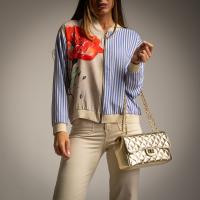Chaqueta bomber mujer flores y rayas con detalles dorados – diseño exclusivo – WA Wild Animal – talla única - details 0