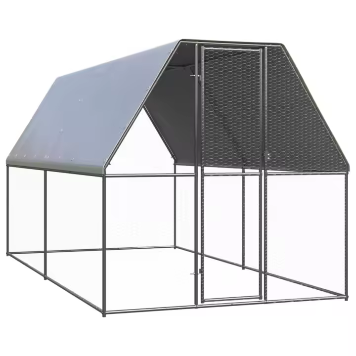 vidaXL Jaula Gallinero de Exterior Corral de Gallinas Pollos Acero Galvanizado Dimensiones 2 x 4 x 2 m,  3 x 4 x 2 m,  2 x 6 x 2 m y mas - 1