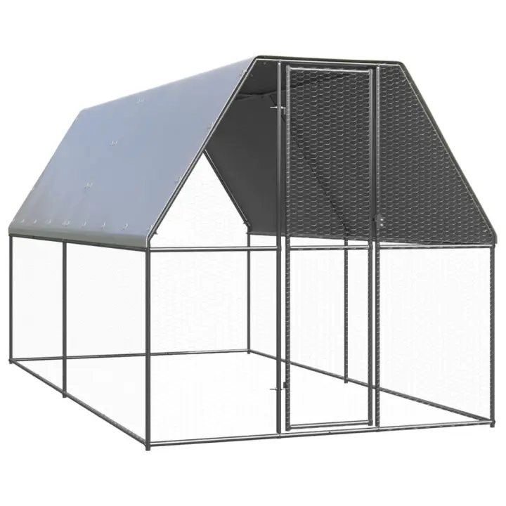 vidaXL Jaula Gallinero de Exterior Corral de Gallinas Pollos Acero Galvanizado Dimensiones 2 x 4 x 2 m,  3 x 4 x 2 m,  2 x 6 x 2 m y mas - 1