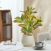 Arbol De Ficus Artificial Tropical Banyan Rama De Planta Falsa Codiaeum Hojas Verdes De Plástico Para Decoración De Jardín Y Hogar Tamaño 24-41cm - details 0