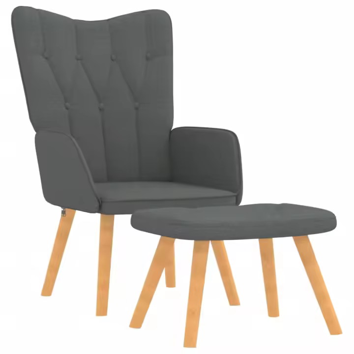 vidaXL Sillón de relax con taburete tela Gris claro, Gris oscuro, Crema Sillon Dormitorio Sillon Comodos Silla Relax Sillón Sofá - 1