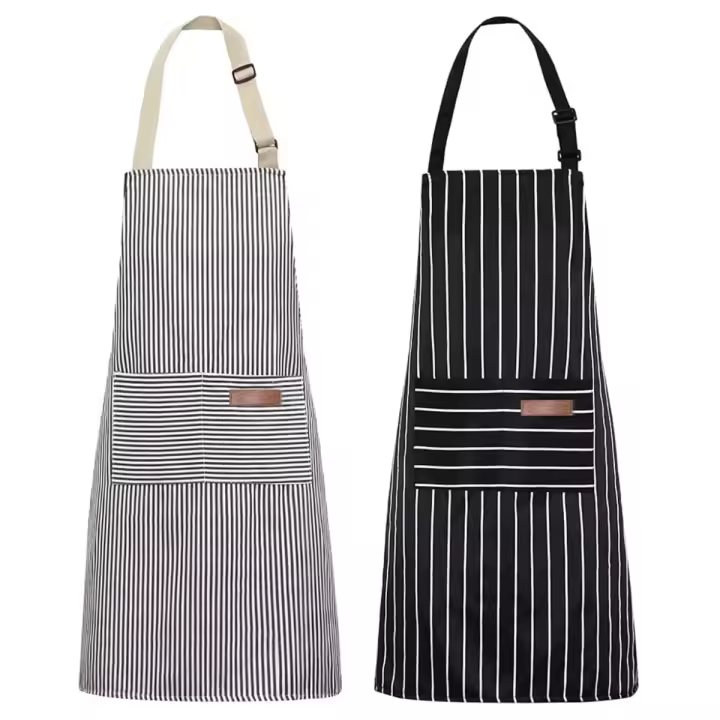 Delantal de cocina con babero ajustable, delantal de chef suave con bolsillos dobles para hombres y mujeres - 1