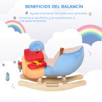 HOMCOM Caballo Balancín para Niños de +18 Meses Avión de Peluche con Música y Cinturón Seguridad Caballito Infantil 60x33x45 cm Multicolor - details 2