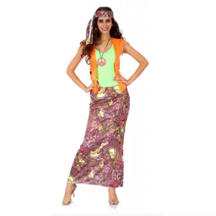 Disfraz adulto hippie mujer vestido traje carnaval Creaciones Llopis - 1