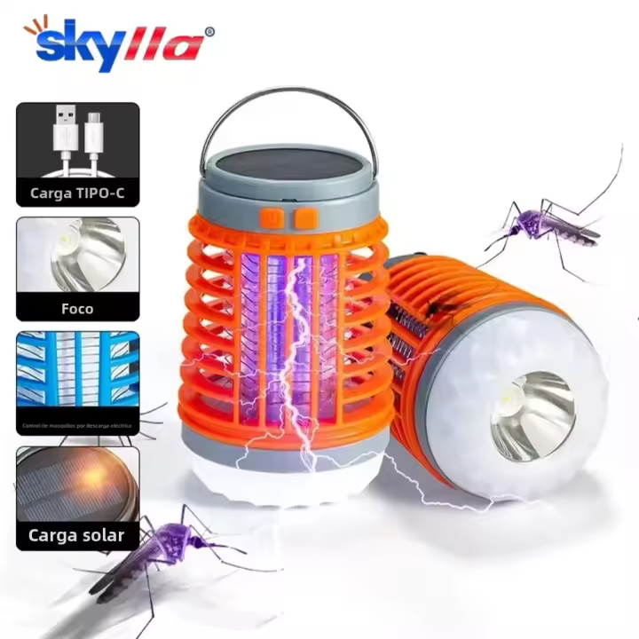 Lámpara Portátil LED Repelente De Mosquitos Solar Recargable Para Camping Lámpara Externa Luz De Mano Sin Baterías Requeridas - 1