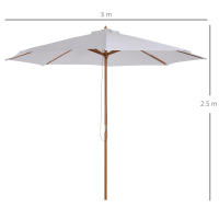 Parasol Madera Parasol Jardín Parasol Balcón Bambú Crema Blanco Parasol Madera 300cm - details 5