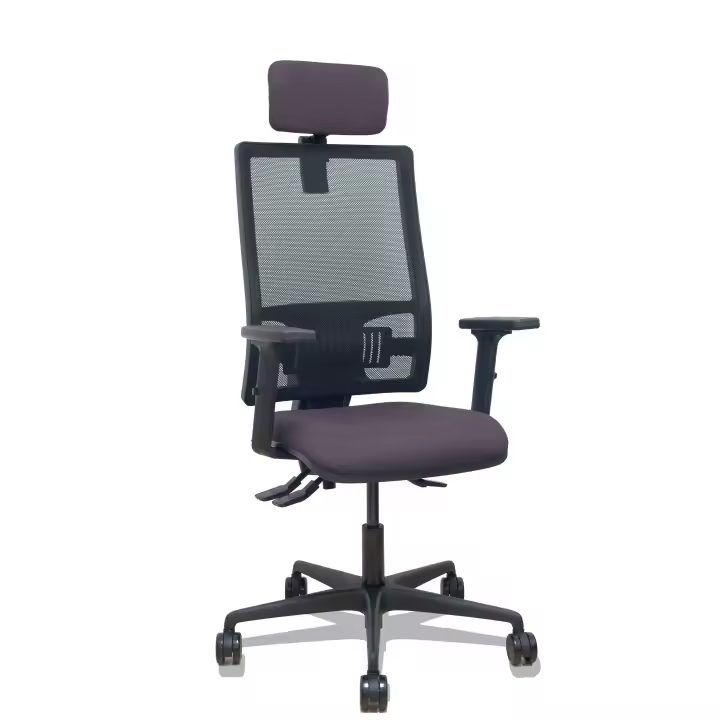 Silla Bormate asincro malla negra asiento bali gris oscuro brazos 2D ruedas 65mm cabecero regulable - 1