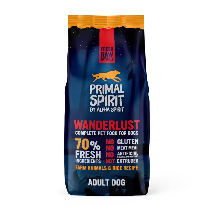 Primal Spirit 70% Wanderlust, Alimento completo para perros sin gluten ni harinas cárnicas, no extrusionado,12kg - 1