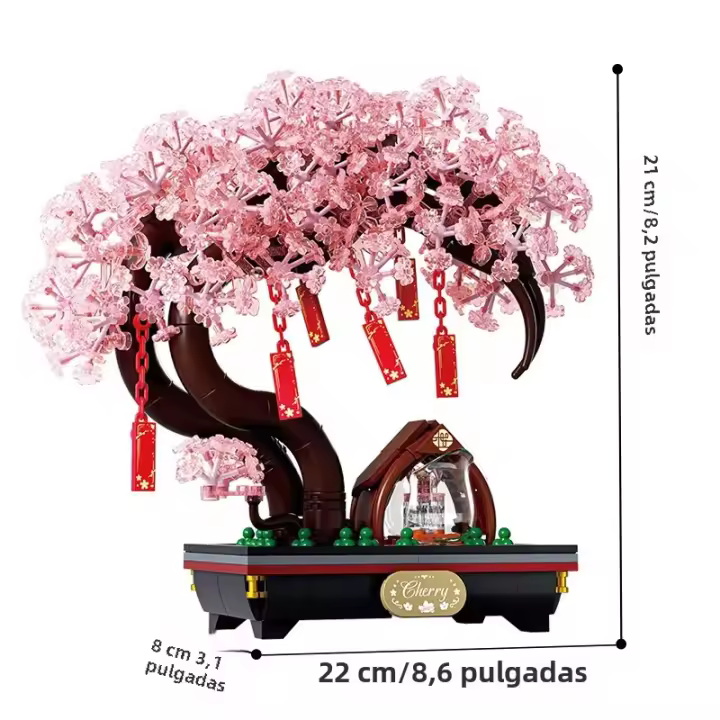 Bloques De Construcción Románticos Sakura Árbol En Maceta Luz De Bloques Decoración De Escritorio Juguete DIY Para Niños Regalos - 1
