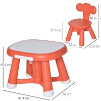 Devessport Mesa y 2 Sillas Infantiles Escritorio con Pizarra Blanca Multifuncional para Niños de +12 Meses 64,4x52x45,6 cm Rojo Coral - details 2
