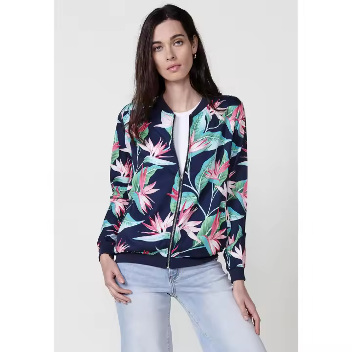 Koroshi Blusa tipo chaqueta transparencia manga larga y cuello redondo mujer - 1