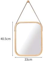 STARLEY Espejo bambu rectangular 41x33cm correa cuero - details 1