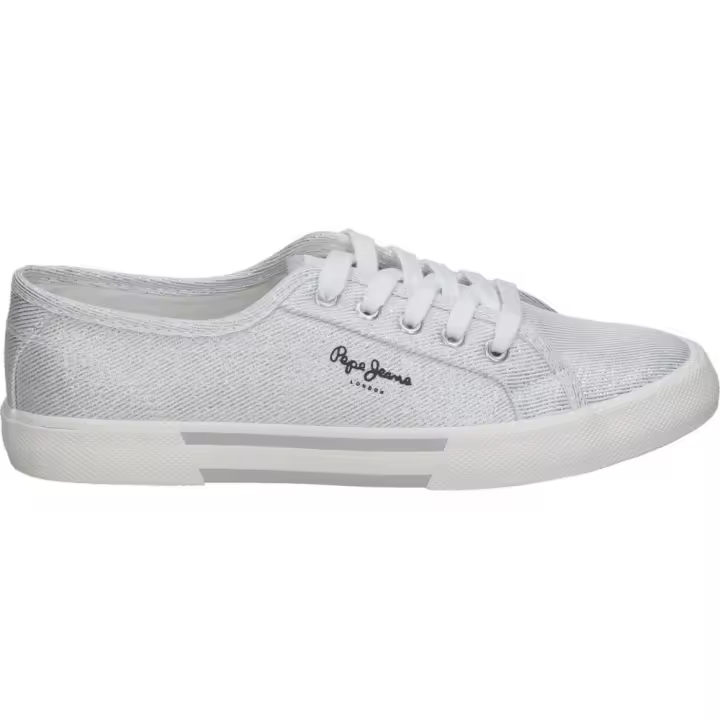 PEPE JEANS | Zapatillas Pepe Jeans Brady Party para Mujer – Lonas en Color Plateado con Brillos – Sneakers con Cordones – Loneta – Estilosas – Cómodas y Versátiles – Modelo PLS31439-934 - 1