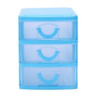 Mini caja de almacenamiento de plástico translúcida tipo cajón, azul, 3 capas - details 1