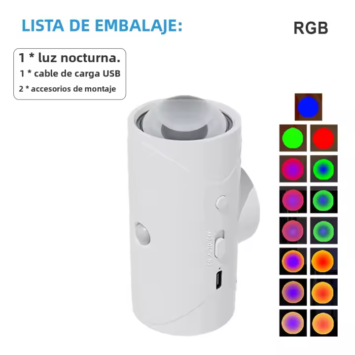 Lámpara De Pared Recargable LED Con Sensor De Movimiento Luz Nocturna RGB Gradient Ambiente Dimmable Magnética Luz De Escalera Interior - 1