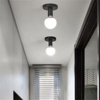 Soporte De Lámpara E27 Negro Minimalista Industrial Retro Para Pasillo Habitación Armario Base De Lámpara De Techo Iluminación - details 9