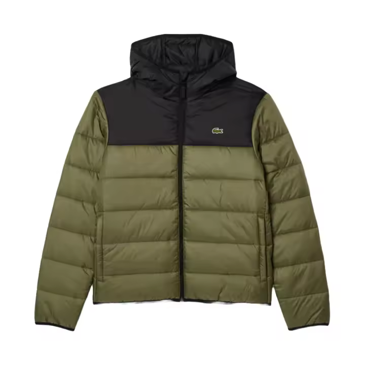 Cazadora Verde Acolchada Lacoste Impermeable Kaki Noir - 1