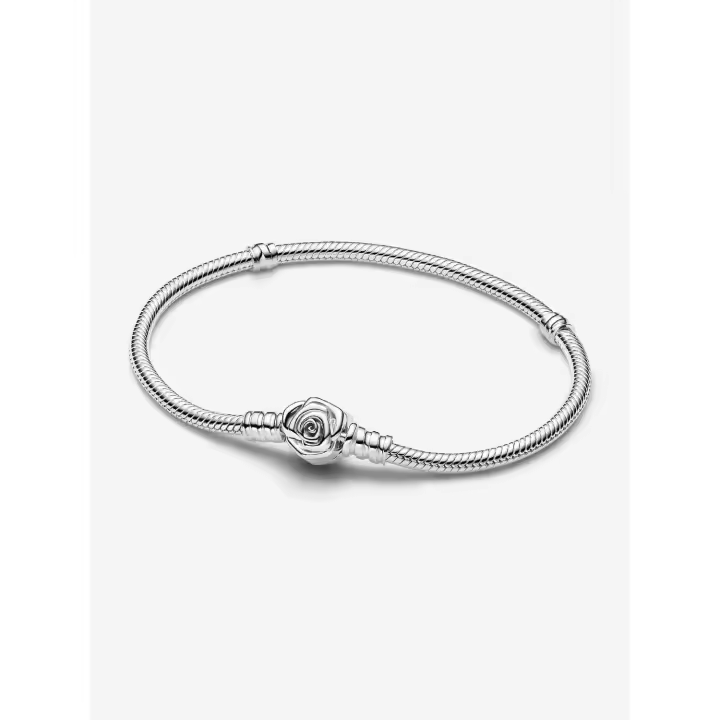 Pandora - Pulsera Pandora Moments with Cierres de Rosa en Flor y Cadena De Serpiente-Plata de Ley - 1