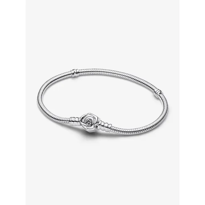 Pandora - Pulsera Pandora Moments with Cierres de Rosa en Flor y Cadena De Serpiente-Plata de Ley - 1