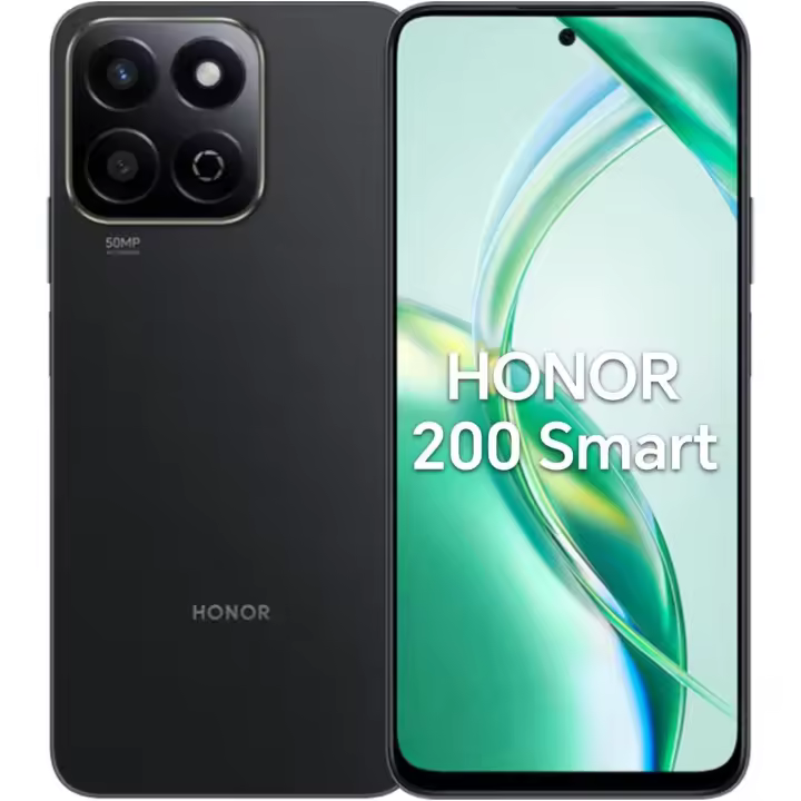 HONOR 200 Smart Smartphone 5G 4GB + 256GB, Pantalla Resistente a Caídas de 6,8" IP64, Batería 5200mAh, 300% Modo Alto Volumen, 50MP AI Carmera, Snapdragon 4 Gen 2, Android 14, Dual SIM, Negro - 1